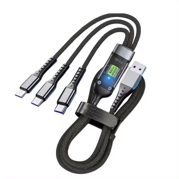 VEROX 100W 3 in 1 charging cable for Type c, Micro USB, Lightning Fast Charging Cable Data Transfer Ideal for SmartPhone, Tablet, Laptop or Any Compatible Devices- Black - Image 5