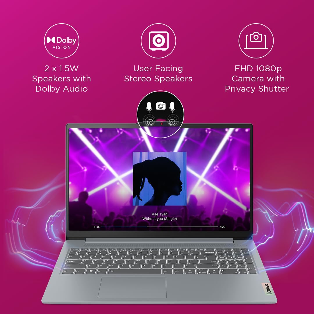 Lenovo IdeaPad Slim 3, 12th Gen Intel Core i5-12450H (16GB LPDDR5, 512GB SSD), Anti-glare, FHD 15.6"(39.6cm), Win 11, Office Home 2024, Arctic Grey, 1.62Kg, 83ER00MDIN, Thin & Light, Backlit KB Laptop Visit the Lenovo Store - Image 4