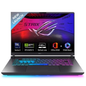 ASUS ROG Strix G16,Intel Core Ultra 9 275HX Gaming Laptop(RTX 5070 Ti -12GB/140W TGP/32GB/1TB/2.5K QHD+/16"/240Hz/Windows 11/M365 Basic (1Year)*/Office Home 2024/Eclipse Gray/2.65 Kg) G615LR-S5190WS