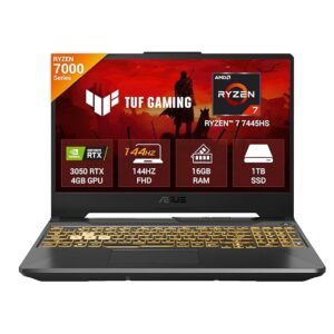 ASUS TUF A15 (2025) AMD Ryzen 7 7445HS,Gaming Laptop,RTX 3050-4GB,75W TGP,16GB RAM (Upgradeable Upto 64GB) 1TB SSD,FHD,15.6",144Hz,48Whrs,M365 Basic (1Year)*,Office 2024,Black,2.3 Kg,FA506NCG-HN251WS