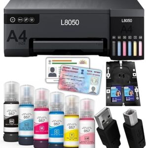 MY PRINT L8050 | A4 Size 6 Color Wireless Colour Home Inkjet Printers | (Including 6 ColorInk) | PVC Card Print | Multicolor [WiFi] [Photo Printer] [PVC Card Printer] [with USB Cable]
