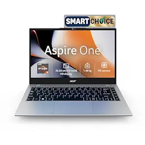 Acer Smartchoice Aspire One, AMD Ryzen 3-7320U, 8GB LPDDR5 RAM/ 256GB SSD, 14.0"/35.56cm TN HD Display, Win 11 Home, Pure Silver, 1.48KG, A114-43, Thin and Light Laptop