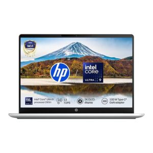 HP OmniBook OLED, Intel Core Ultra 9 285H, 16GB DDR5 (Upgradeable) 1TB SSD, 2K, 16''/40.6cm, 0.2 ms RT, 100% DCI-P3, Win11, Office24, Silver, 1.6kg, bu0273TU, Lighter mini GaN Charger, AI Laptop