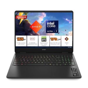 HP Omen 16, Intel Core Ultra 7 255H, 8GB RTX 5050, 24GB DDR5(Upgradeable) 1TB SSD, 2K IPS 165Hz 400 nits, 3ms RT, 16''/40.6cm, Win11, Office24, Black, 2.4kg, am0240tx, Xbox Gamepas* RGB Gaming Laptop