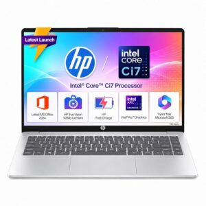 HP Premium EP Series (Intel 13th Gen Core i7-1355U, 16GB RAM, 512GB SSD, Win 11, MS Office 2024, Backlit KB, FHD Camera, 14''/35.6cm Anti-Glare Micro-Edge Display, Lightweight 1.4kg, Silver) EP0159TU