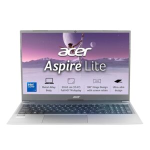 Acer Aspire Lite Intel Core i3/Core 3 14th Gen-100U Processor, Office 2024 + M365 Basic, 8GB RAM/256GB SSD, 15.6"/39.62 cm, FHD IPS Display,Win11Home, Steel Grey, 1.59Kg, AL15-53, Thin & Light Laptop