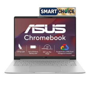 ASUS Chromebook CM1405 (2026), Smartchoice, MediaTek Kompanio 540 Processor, 4GB RAM, 64GB SSD, FHD, 14"(35.5 cm), 60Hz, Chrome OS, Pure Grey, 1.37 Kg, CM1405CM4A-S60034, Thin & Light Laptop