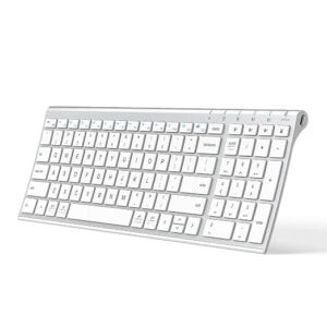 iClever Bluetooth Keyboard BK10, Multi-Device Rechargeable Wireless Keyboard with Number Pad, Ergonomic Design, Ultra-Thin, Minimalist Design Keyboard for Windows iPad iPhone Tablet, Sliver