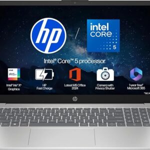 HP 15, Core 5-120U (16GB DDR4, 512GB SSD) FHD, Anti-Glare, Micro-Edge, 15.6''/39.6cm, Win11, M365 Basic(1yr)* Office24, Silver, 1.59kg, fd0665tu, Backlit, FHD Camera w/Shutter Laptop