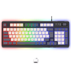 Ant Esports MK740 Wired Gaming Keyboard with Rainbow RGB Backlight, 94 Keys + Multimedia Controls, Anti-Splash Design, USB Plug & Play, Durable ABS Build for PC, Laptop & Gaming