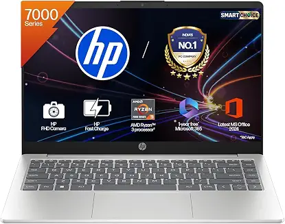 HP 15 Smartchoice, AMD Ryzen 3 7320U (8GB LPDDR5, 512GB SSD) FHD, Anti-Glare, Micro-Edge, 15.6''/39.6cm, Win11, M365 Basic(1yr)* Office24, Silver, 1.59kg, fc0500AU, FHD Camera w/Privacy Shutter Laptop