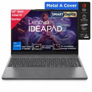 Lenovo IdeaPad Slim 3 Smartchoice 13th Gen, Core i7-13620H, 16GB RAM, 512GB SSD, WUXGA IPS, 15.3 inch (38.8cm), Windows 11, Office 24, Grey, 1.6Kg, 83K1016UIN, Top Metal Cover, Backlit KB, Laptop