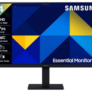 Samsung 24"(60.5 cm) Flat IPS Monitor|IPS Panel|FHD 1920 x 1080|100 Hz|New Super Slim Design|Ports-HDMI,VGA|Tilt Stand Feature -2˚ to 21˚|Game Mode|Eye Saver Mode|Wall Mountable|LS24D300GAWXXL|Black