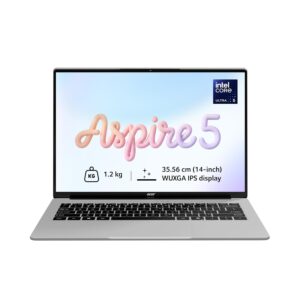 Acer Aspire 5 AI PC,Intel Core Ultra 5 226V, 16 GB LPDDR5X RAM/512 GB SSD, 14" FHD IPS Display, Win 11Home,Office 2024 + M365 Basic,Pure Silver, 1.2 Kg, A514-55, Backlit Keyboard, Thin & Light Laptop