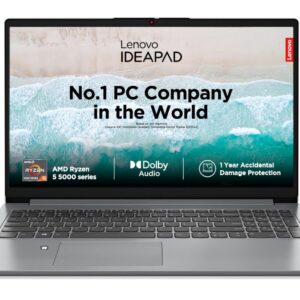Lenovo IdeaPad Slim 1, AMD Ryzen 5 5500U, 16GB RAM, 512GB SSD, HD, 15.6", Windows 11 Home, MS Office 21, Cloud Grey, 1.61Kg, 82R400ERIN, Integrated AMD Graphics, 1Yr ADP Free, Thin and Light Laptop